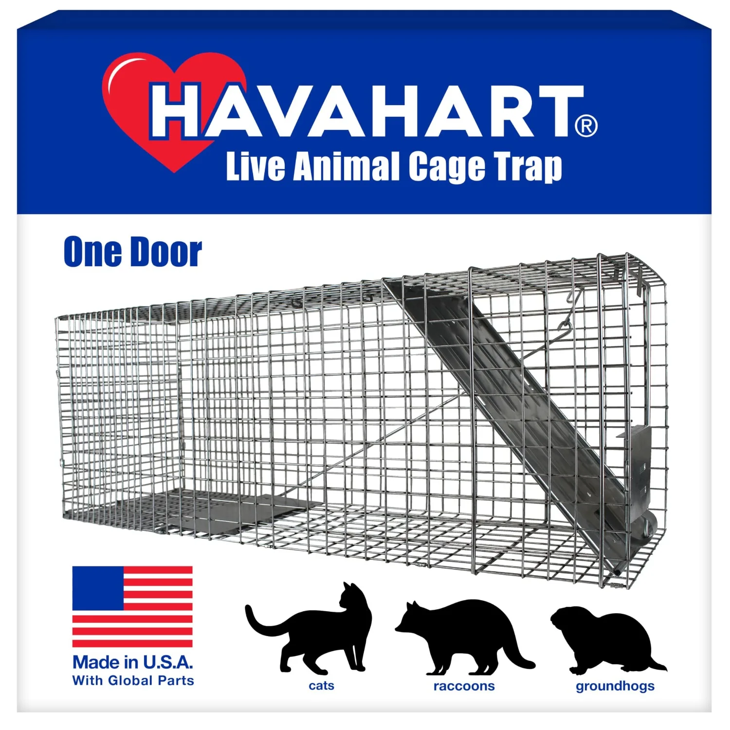 Large 1-Door Live Animal Trap for Raccoons, Cats, Bobcats, Beavers | Heavy Duty Humane Catch and Release Cage Trap for