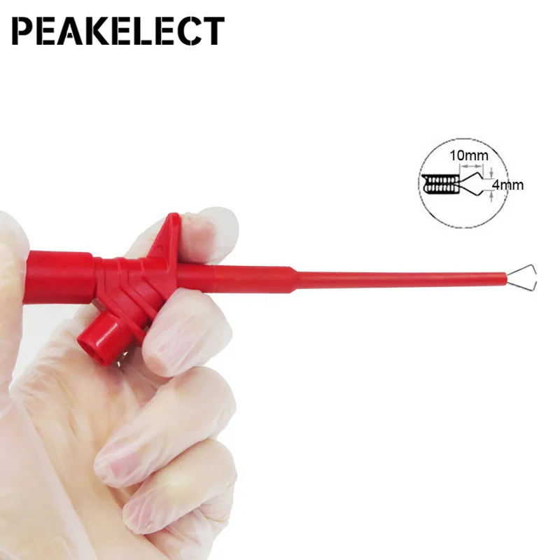 Peakelect P5004 2PCS Professional Insulated Quick Test Hook Clip 1000V High Voltage Testing Probe Electrical Testing Tools 10A