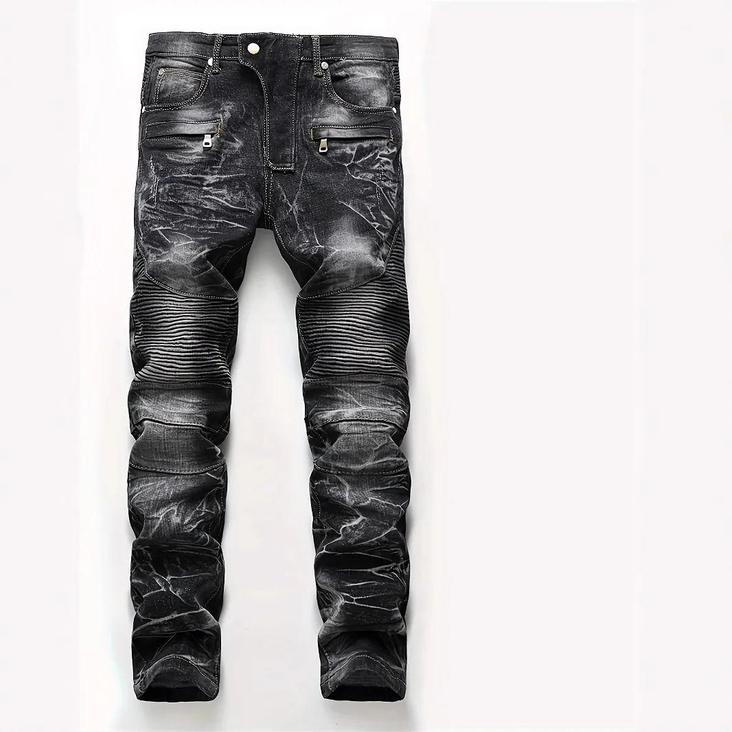 Jeans Men's Nostalgic Personality Pants Trendy New Ripped Patch Jeans
