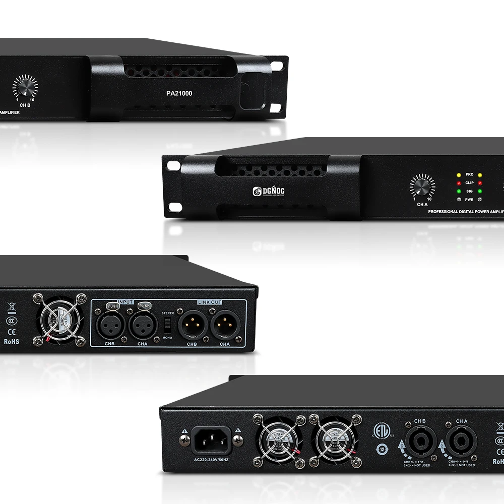Stage Performance Power Amplifier Professional Digital Amplifier 4 Ohm 1600W*2 1U DJ Audio for Stage KTV Performances DGNOG