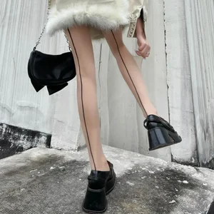 خط أسود مخطط سلس الفخذ جوارب عالية للنساء عالية المرونة جوارب طويلة سيدة طماق مثير الجوارب الضيقة نايلون الصيف أفضل 12 طماق من مادة البولي أميد والإيلاستين مبيعا - No8