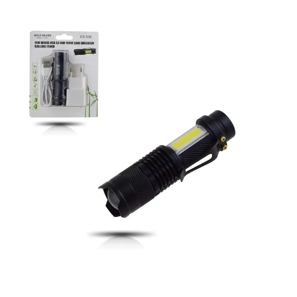 Gold Silver Gs-530 Usb rechargeable T6 With Led Flashlight