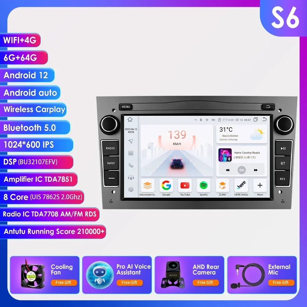 2 Din Android 12 Stereo Autoradio Multimedia Speler Gps Navi Voor Opel Corsa C Signum Vivaro Astra H Corsa D Zafira Tigra Twintop