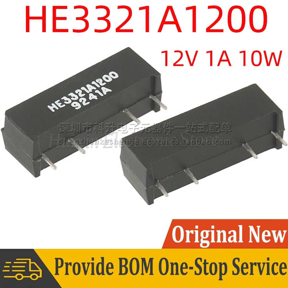 2pcs HE3321A1200 SIP4 Dry Reed Relay 12V 1A 10W Normally Open Signle Pole Signle Throw 1 Form A Miniature SPST SPST-NO