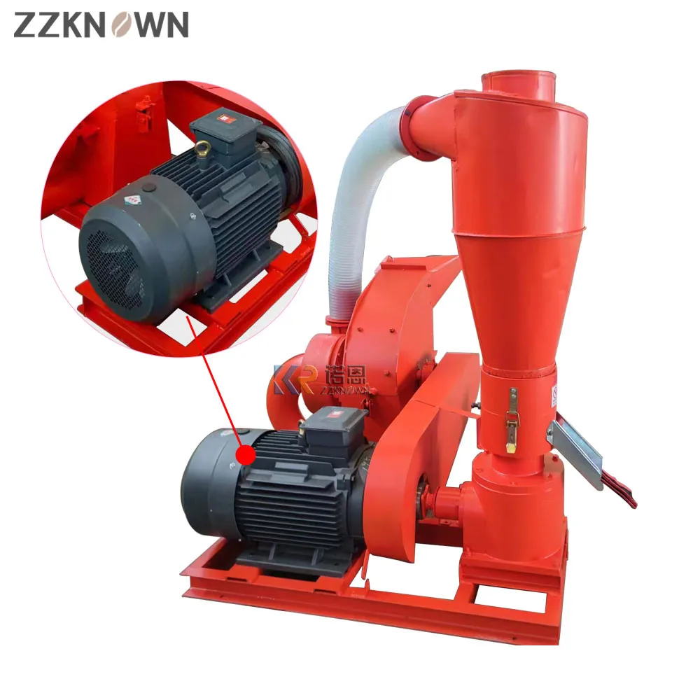 100-150kg/h Biomass Sawdust Wood Pellet Animal Feeds Pellets Machine  Hammer Mill Combined Pellet Pelletizer For Producing