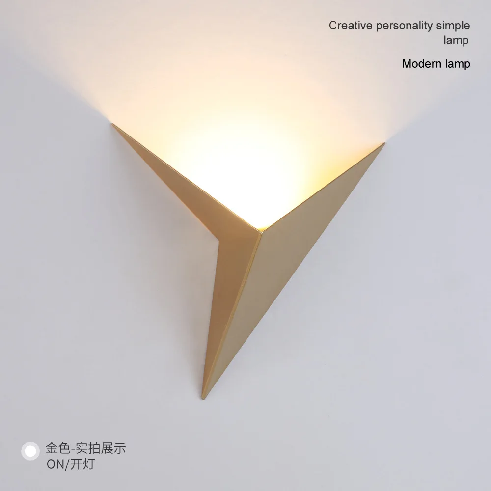 Creative iron shaped triangle wall lamp simple bedroom study Hotel room bed led wall lamp mirror headlight