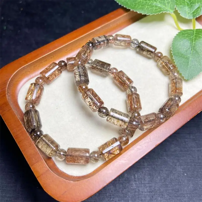 Natural Black Gold Super Seven Quartz Bucket Bracelet Energy Gemstone Women Jewelry Healing Birthday Present 1pcs 8/9/10MM