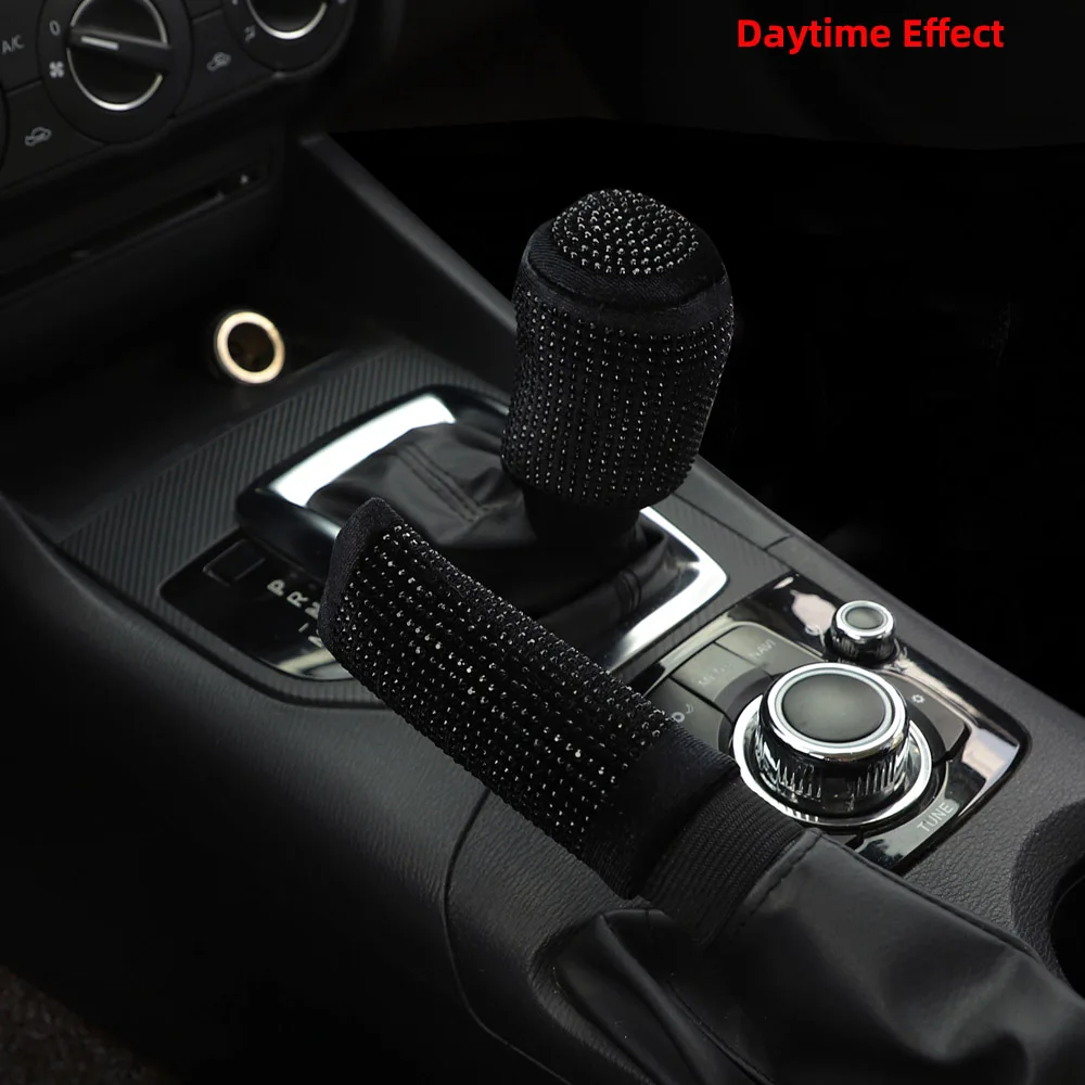 Artykuły samochodowe Flash Diamond Encrusted Plush Leather Cloth Art Oddychający zestaw hamulca ręcznego Zestaw uchwytów do plików GM Interior Supplies — zdjęcie 4