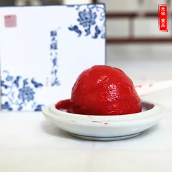 Red Inkpad With Round Blue And White Porcelain Ceramic Box Calligraphy Signature Seals Name Stamp Cinnabar Pad Paper Box Packed