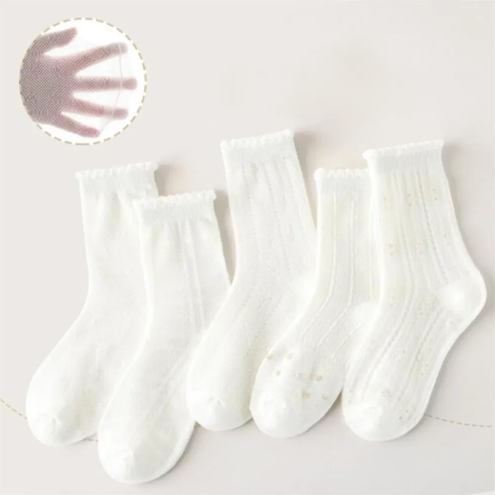 

5 pairs of children's mesh cotton socks Princess socks bud stockings per bag in summer