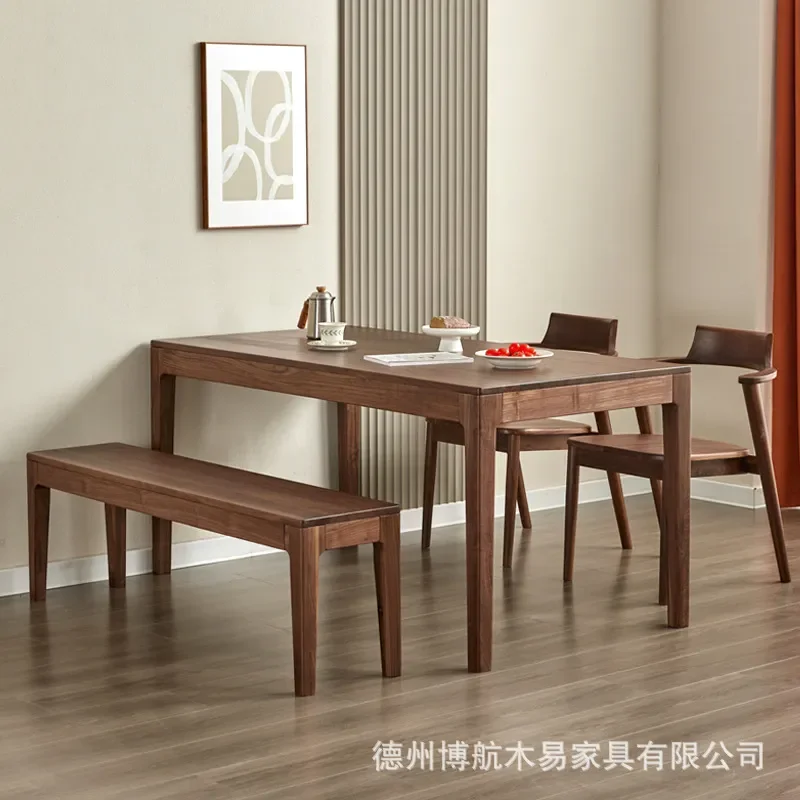 for North American Black Walnut Dining Table and Chairs Cherry Wood Home Desk Tea Table Solid Wood All Solid Wood Furniture