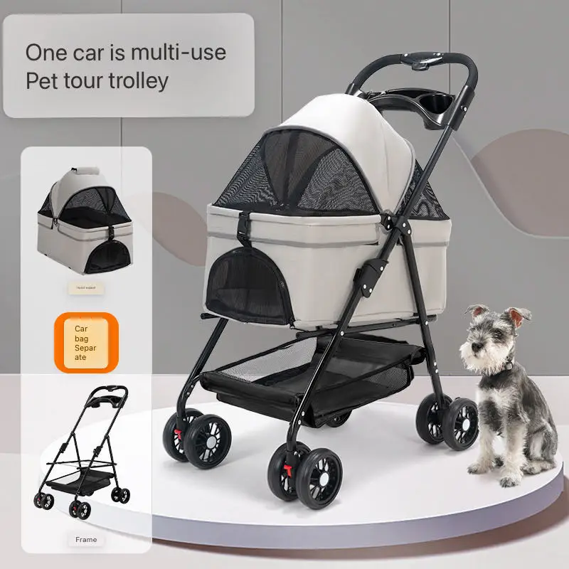 Poussette légère pour animal de compagnie, petit chariot pour chien, chat, nounours, voiture pour animaux de compagnie, voyage en plein air