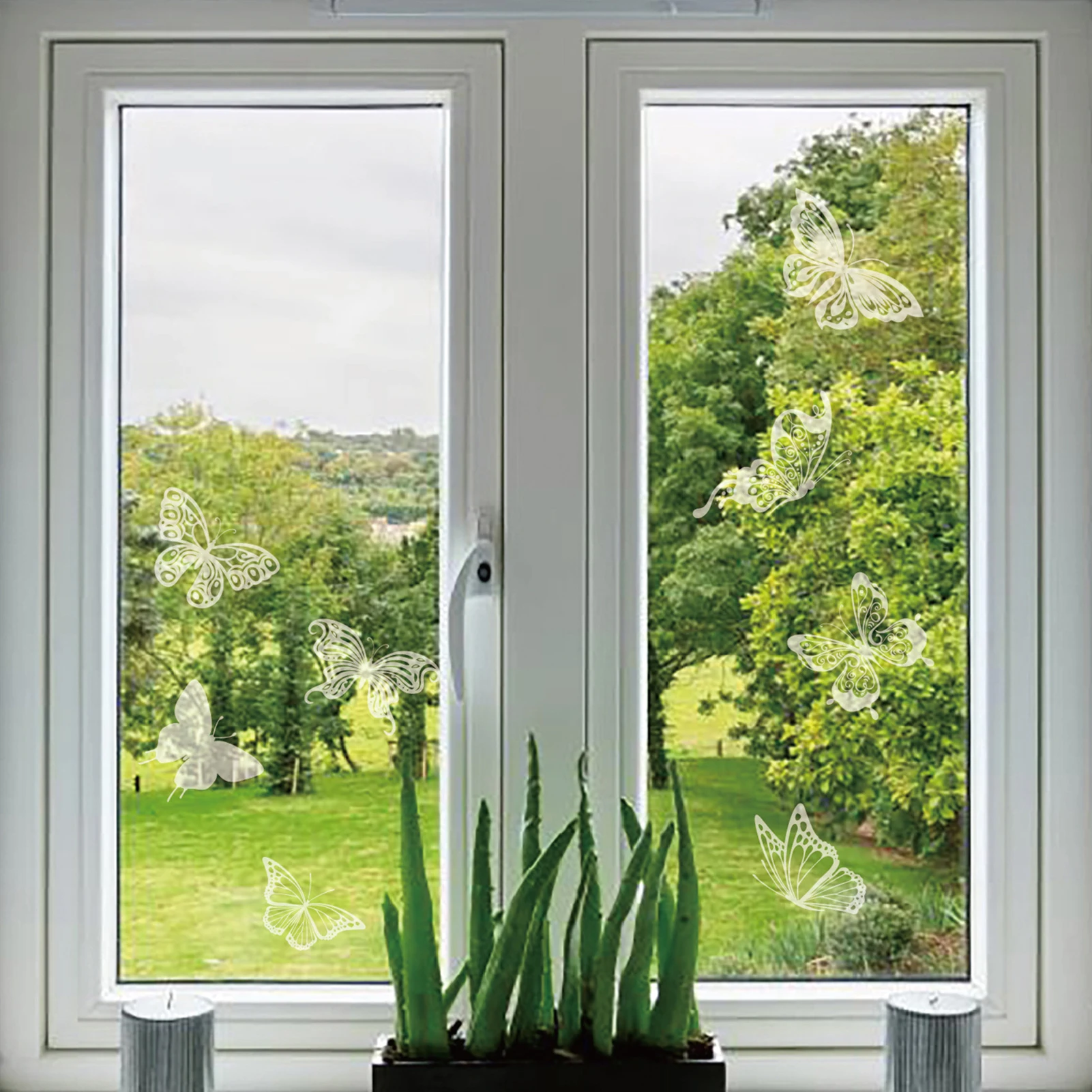 4 Blatt Anti-Kollisions-Fensteraufkleber DIY Schmetterlings-Motiv Fensterfolien Abnehmbare PVC-Glasaufkleber gegen Vogelstöße