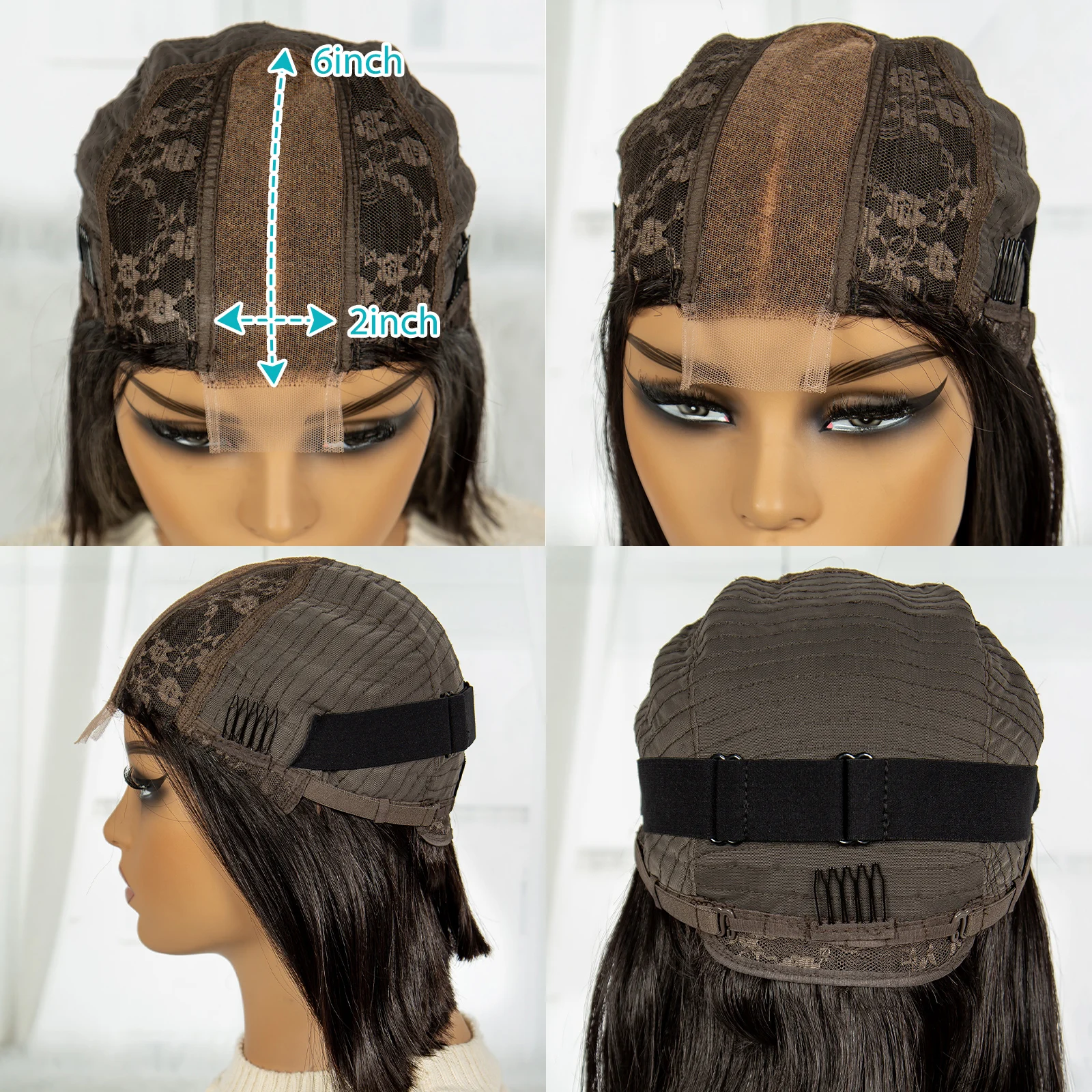 2x6 HD Lace Closure Human Hair Bob Wigs Short Human Hair Wigs 300% High Density Lace Wigs Vietnamese Bone Straight Bob Wigs 1BT4 - Image 6