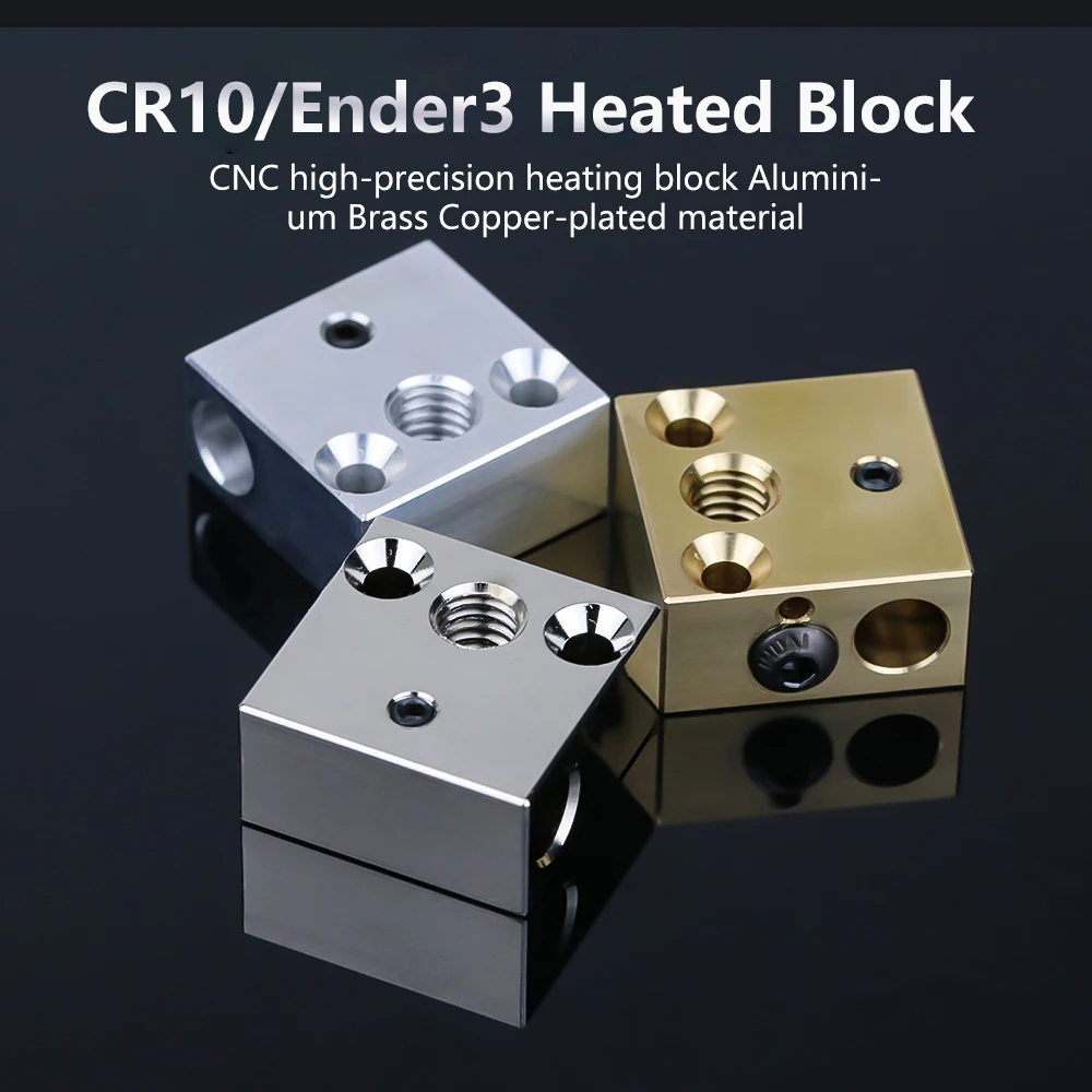 Ender 3 Heated Block  Aluminum/Brass/Plated Copper CR10/Ender 3V2/Ender5 Heated Block Bi-Metal Throat For Ender 3