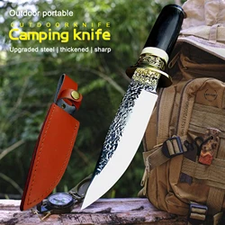 Germany DC53 steel hunting knife forging mirror light sharp tactical straight knife collection ritual knife +leather cases