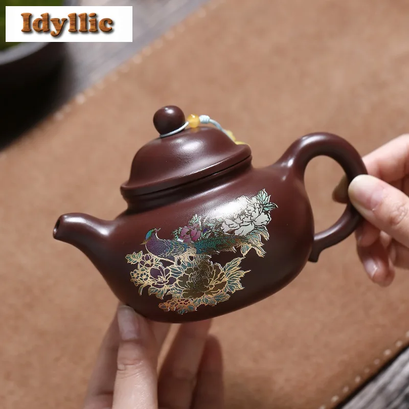 

330ml Exquisite Yixing Purple Clay Teapot Handmade Antique Pot Raw Ore Purple Zhu Mud Tea Maker Kettle With Infuser Zisha Teaset