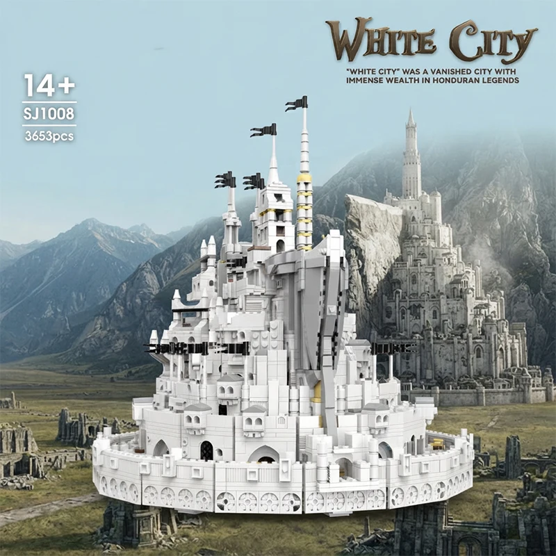 3653-teiliges Film-Set „Der Herr der Ringe: Weißes Schloss“ – Mittelalterliche Architektur, modulares Modell, Bausteine, Montagespielzeug für Erwachsene, Geschenke