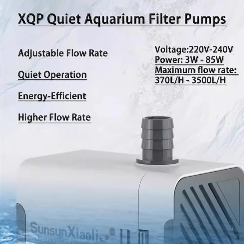 370-3500L/H Intelligent Fish Pond Aquarium Water Pump 220-240V 50Hz Ultra-Quiet Fish Tank Fountain Water Fountain Pump Filter