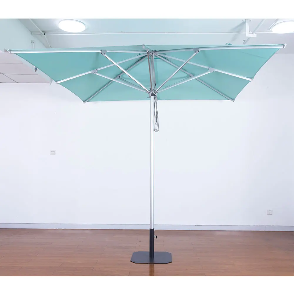 Durable Aluminum Frame Custom 250cm Commercial Square Patio Umbrellas with Eccentric Gear for Garden