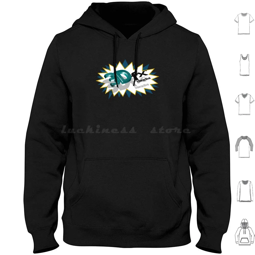 3dfx Interactive Splash Sudadera con capucha de algodón de manga larga 3dfx Voodoo Glide Gpu Gráficos Vga Dos Windows 95 Computadoras Geek 1990s 90s