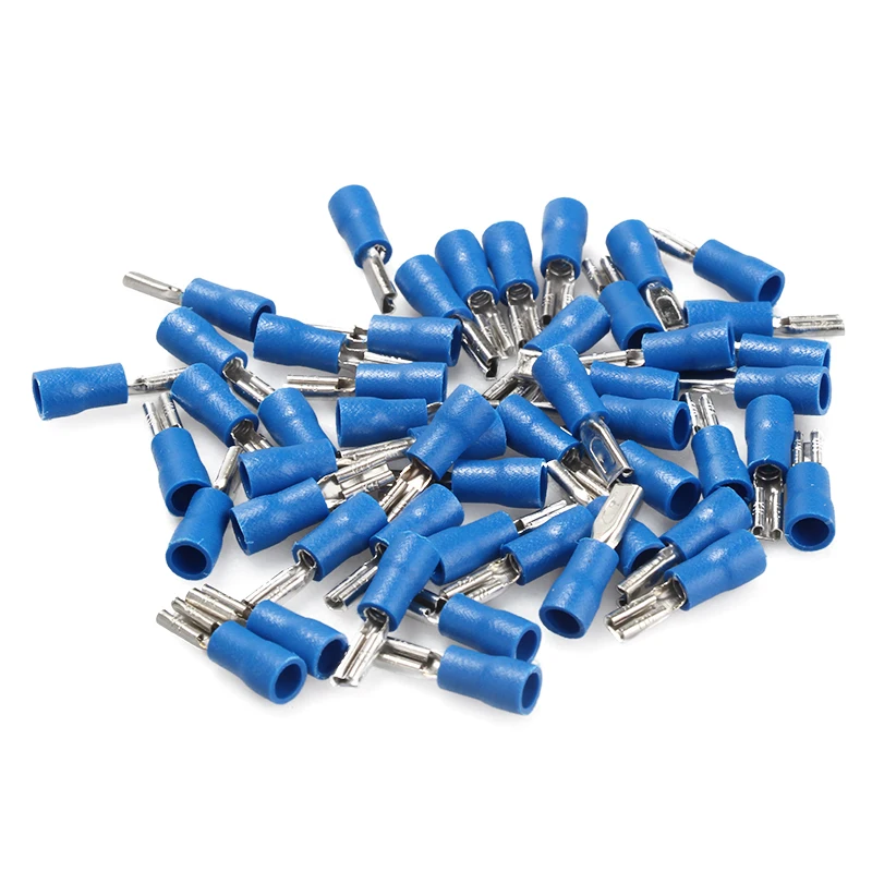 100/50pcs Female Crimp Terminals 2.8mm 4.8mm 6.3mm Insulated Spade Wire Connector Electrical Wiring Cable Plug Red blue yellow