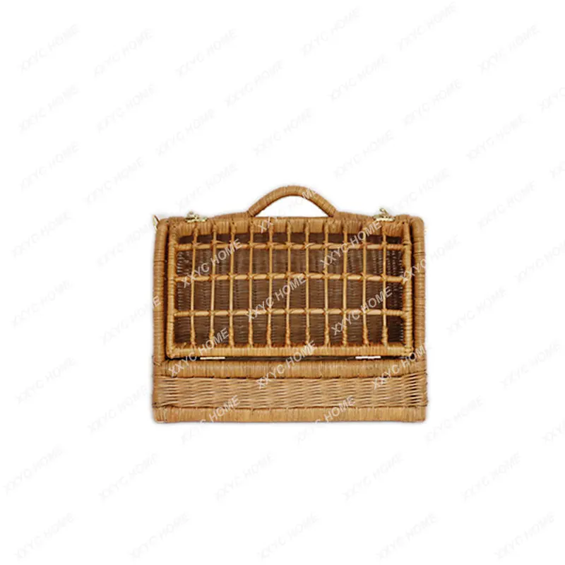 

Handmade Real Rattan Cat Four Seasons Universal Outing Cat Bag Pet Breathable Cabas Summer Cool