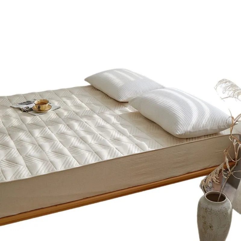 

Linen cotton padded mattress single piece thickened autumn and winter mattress Simmons protective cover