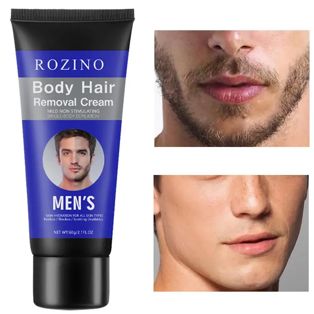 Crema eliminadora de vello Facial para hombres, crema de depilación corporal, eliminador indoloro de vello Facial, W8D6