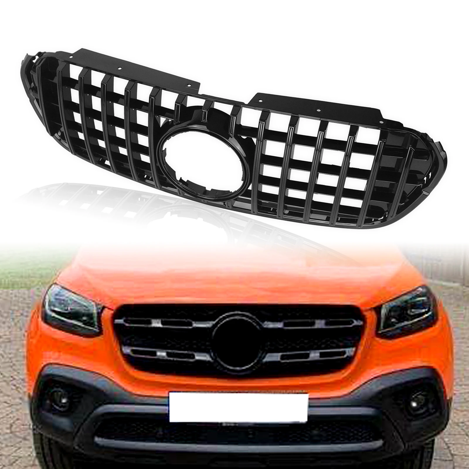 

Front Grille For Mercedes Benz X-Class 2018-2020 Silver/Black GT R Style Upper Bumper Hood Mesh Car Grid Grating Racing Grill