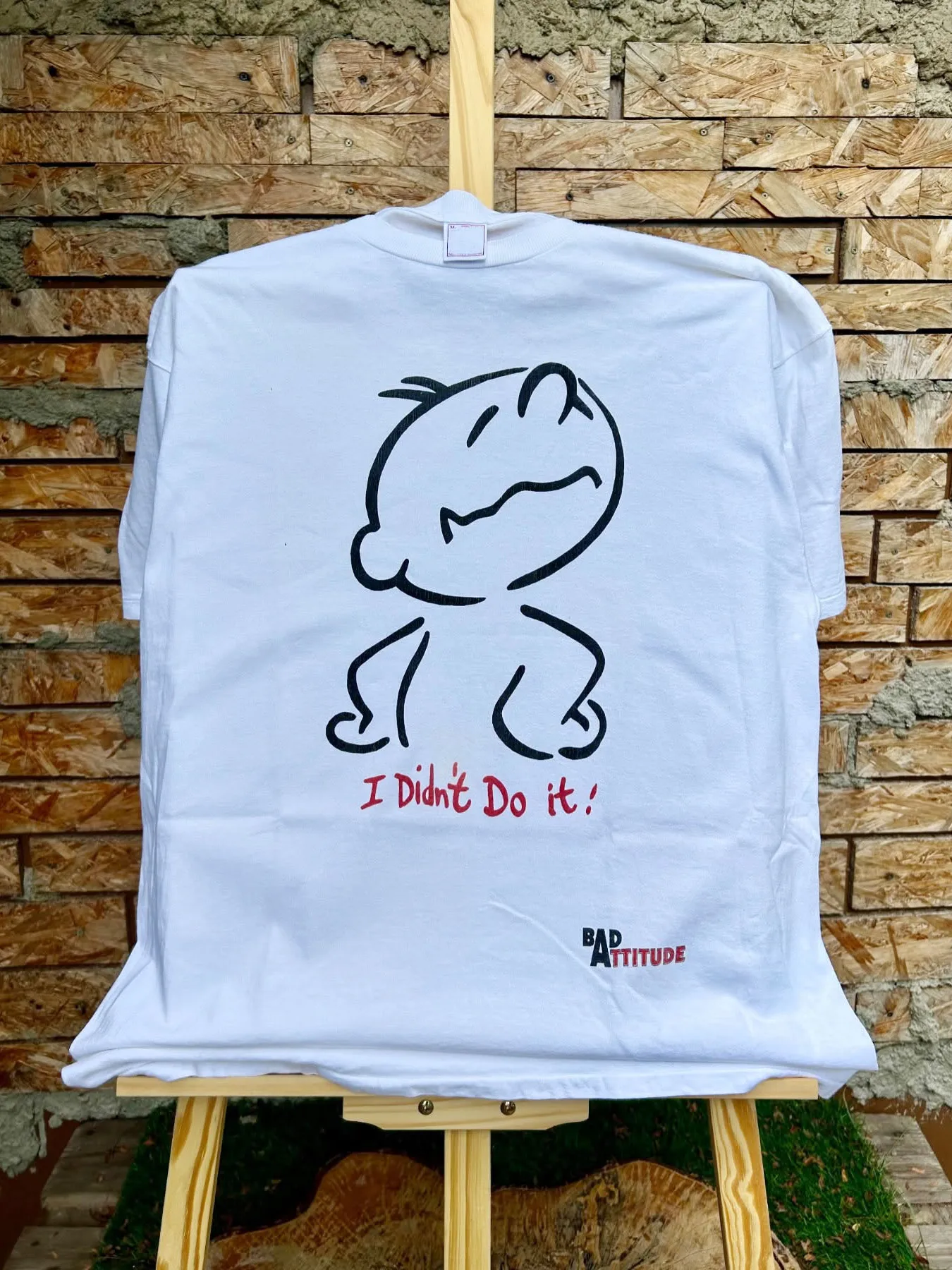 Fun Brief Sketch Style Short Sleeve T-Shirt Wang Studio No Regrets for the Spoiled Child's Defense I Didn't Do It Lazy Style