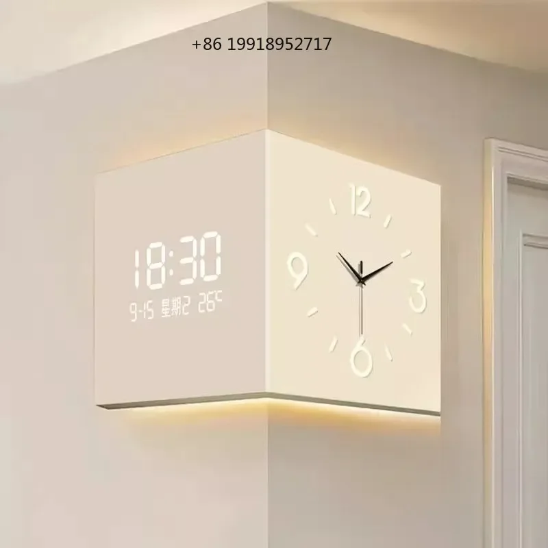 Double-sided Living Room Corner Wall Clocks Simple Modern Creative Electronic Wall Clock Valentines Day Gift Home Decor JJ668