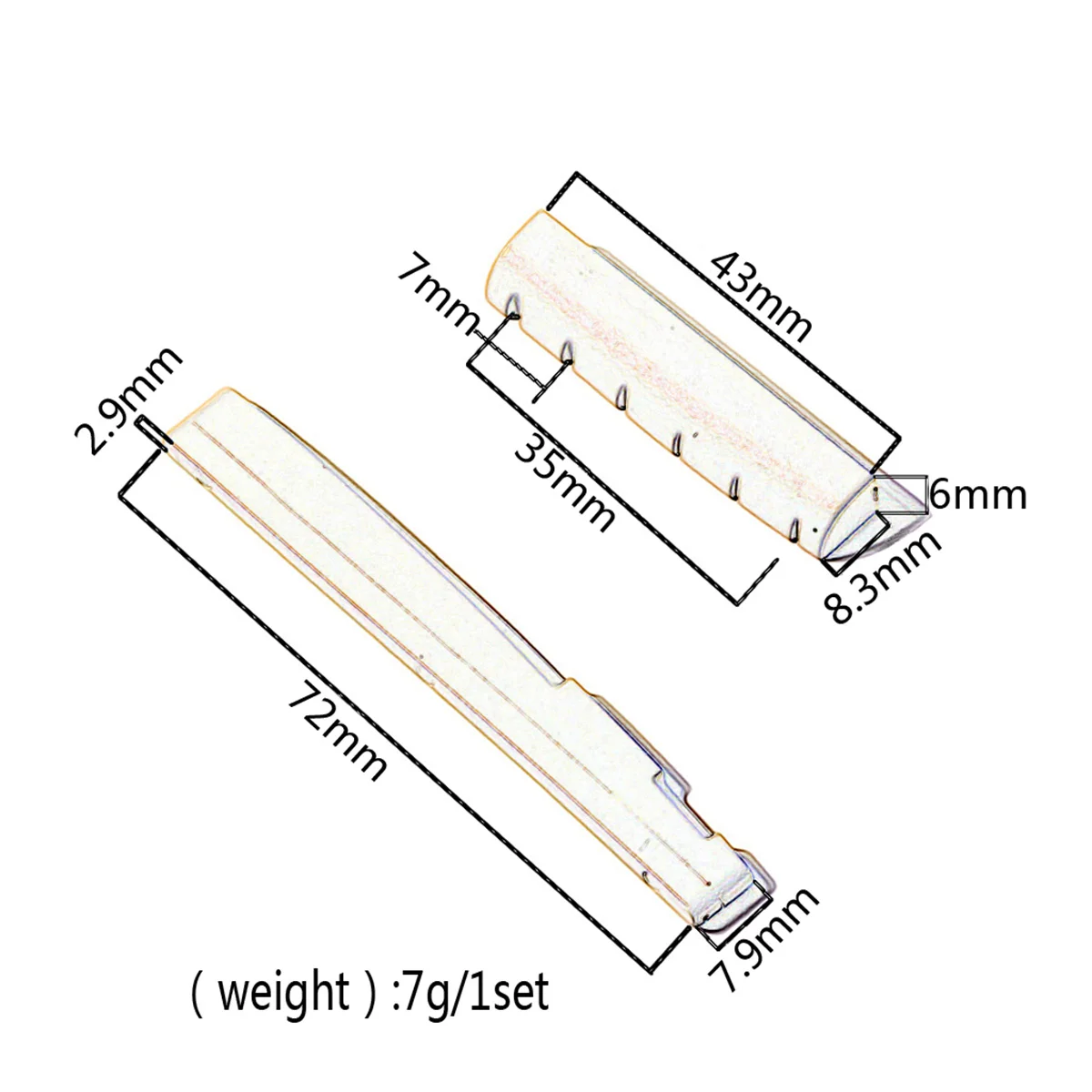 

Acoustic Guitar Bone Bridge Saddle Nut Premium Oxen Bone Durable Polished Surface Replacement Part Guitar Bridge