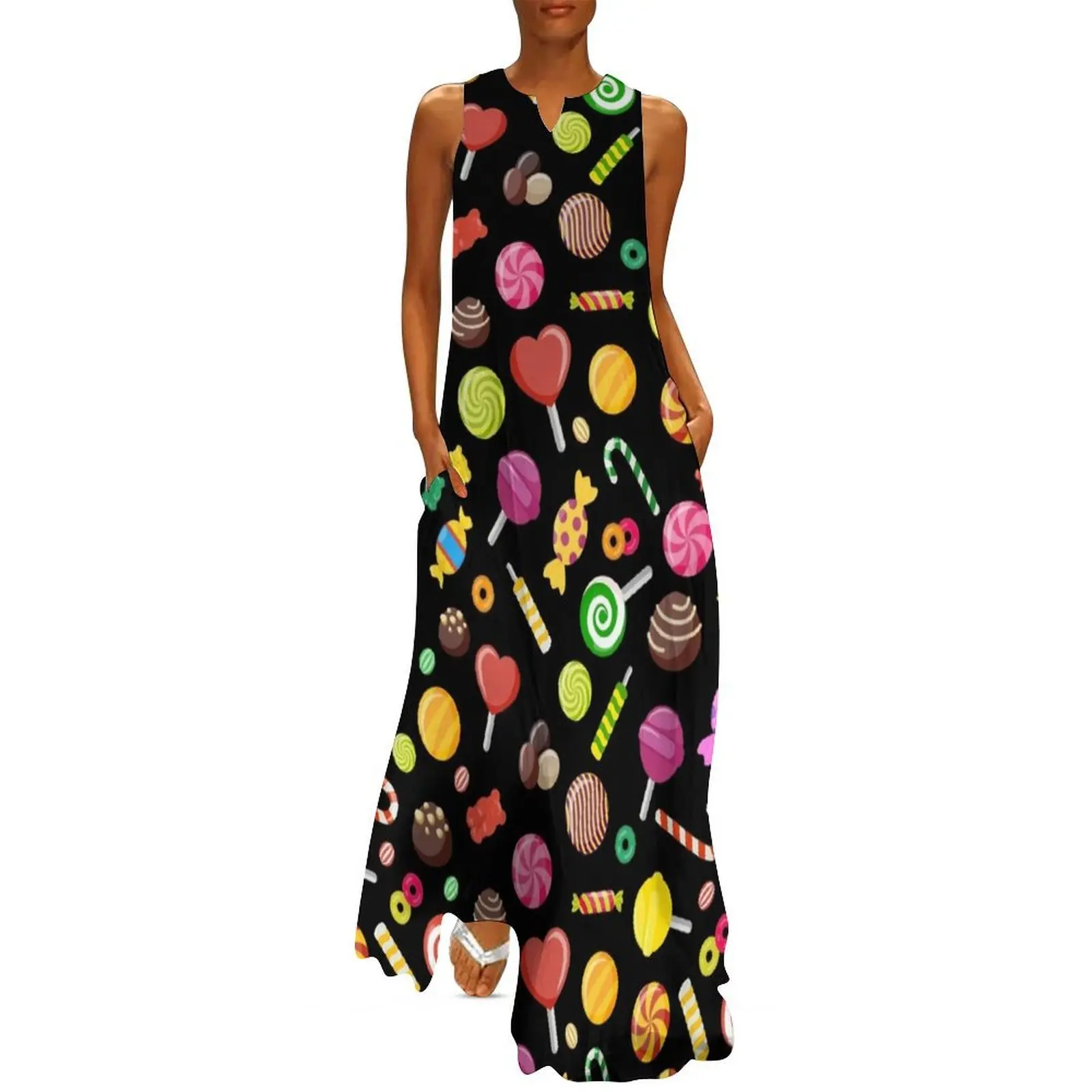 

Colorful Sweet Candy Assortment Pattern Long Dress birthday dress Dress woman