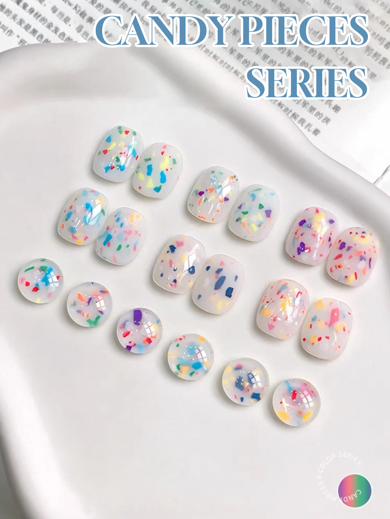 

1/6PCS2025 New Nail Salon Set Fantasy Candy Shard Gel Shell Glass Paper Milky White Red Blue Green Purple Pink UV Gel NailPolish