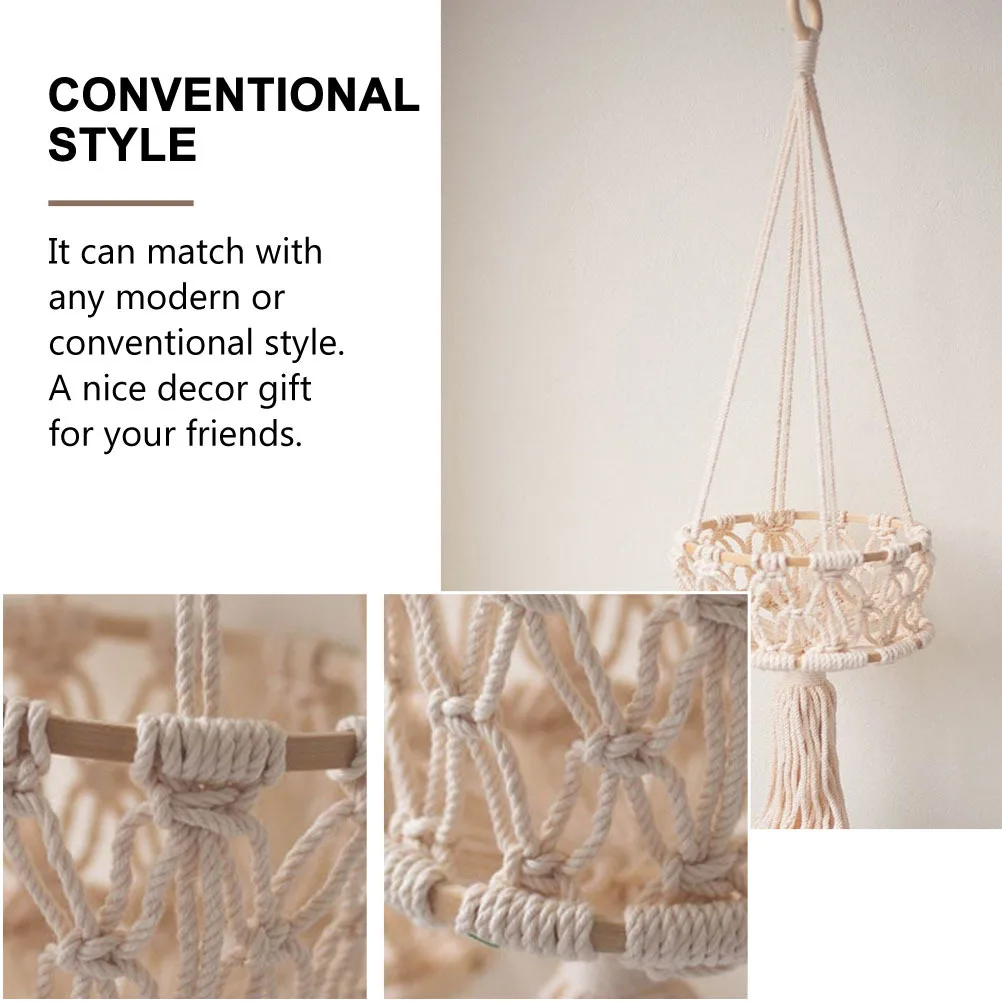

Hanging Storage Basket Cotton Rope Woven Organizer for Kitchen Room Balcony Patio Decorative Fruit Vegetable Holder Household