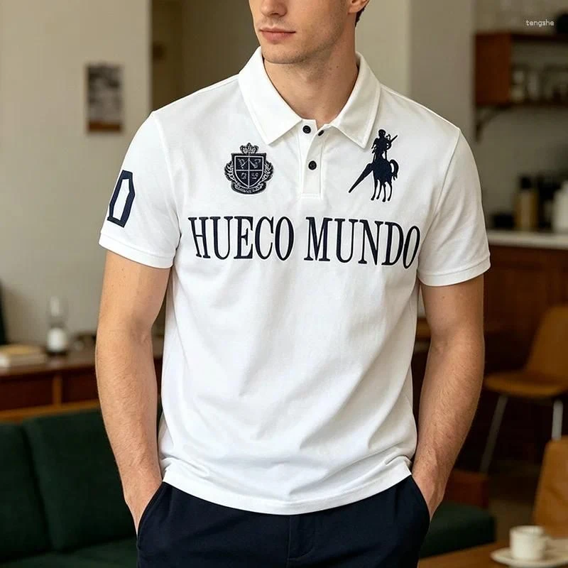 Men's Summer Polo Shirt, Casual Short-sleeved Polo Shirt, Lightweight and Breathable, with A Printed Pattern on The Collar
