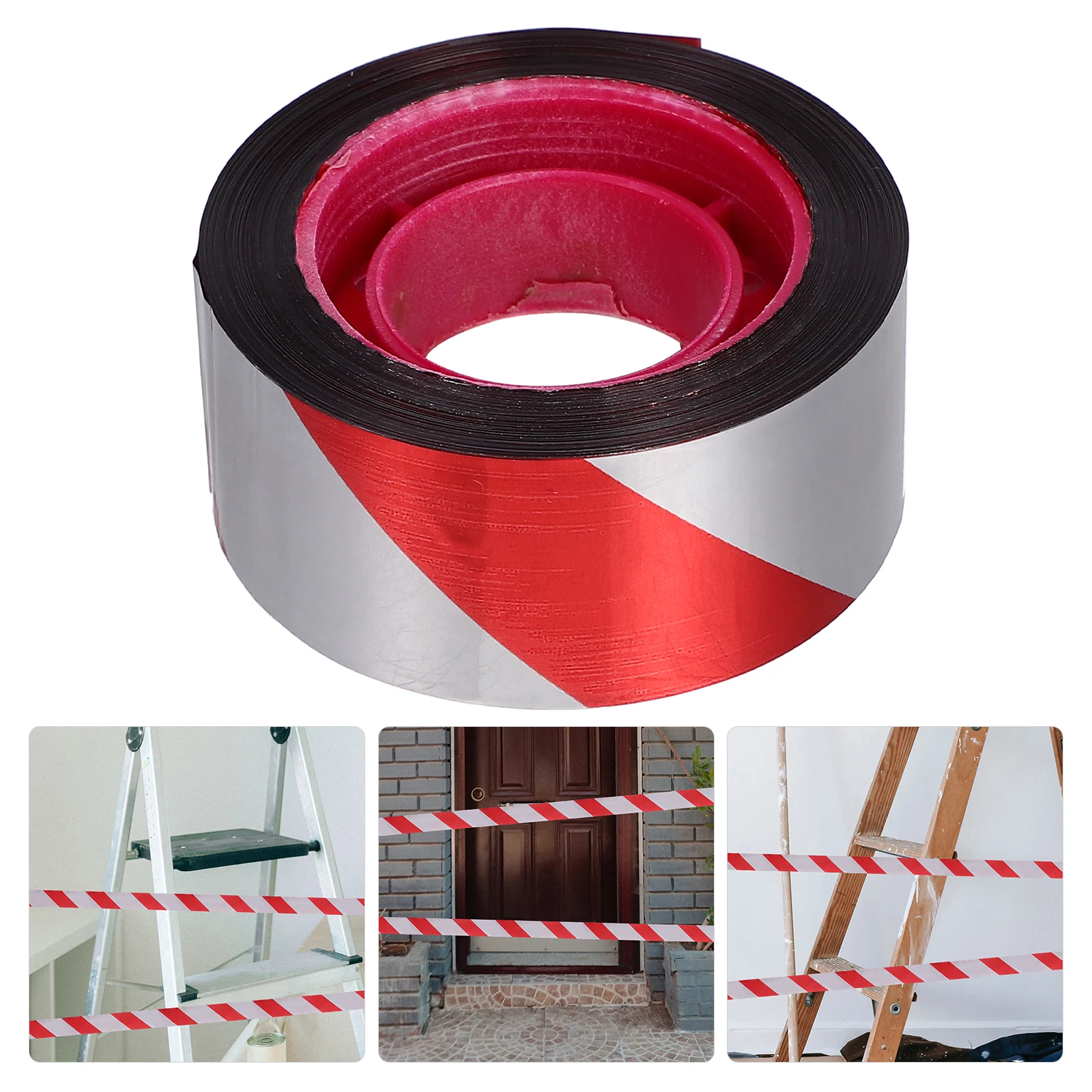 Warning Tape 10 Rolls Red White Caution Construction Safety Barrier Fire Signs Waterproof DIY Length Scare Moving Fright