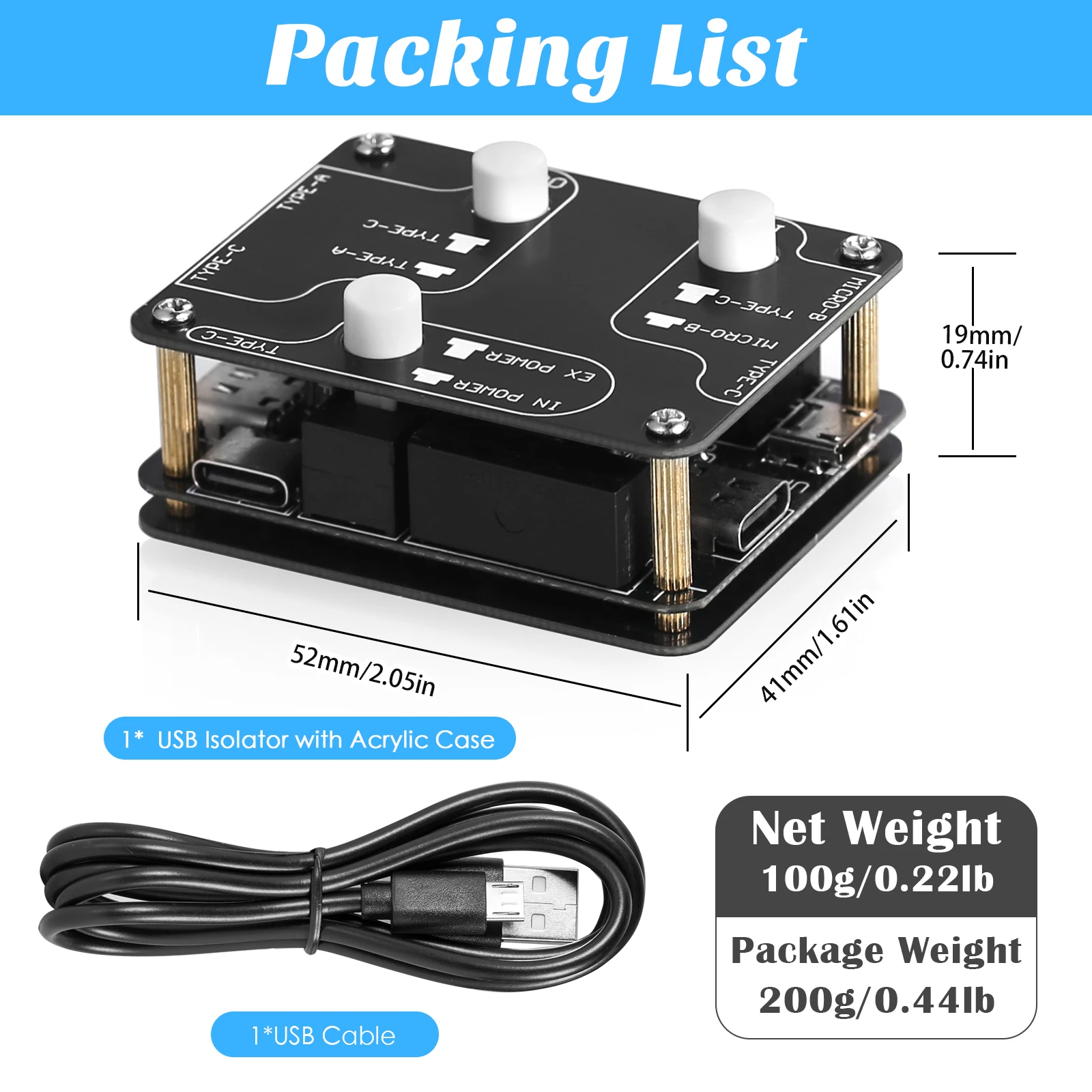 عازل Nobsound U8 PRO USB 2.0 HiFi لـ DAC - مزيل ضوضاء صوتي عالي السرعة بسرعة 480 ميجا بت في الثانية مع ADUM3165