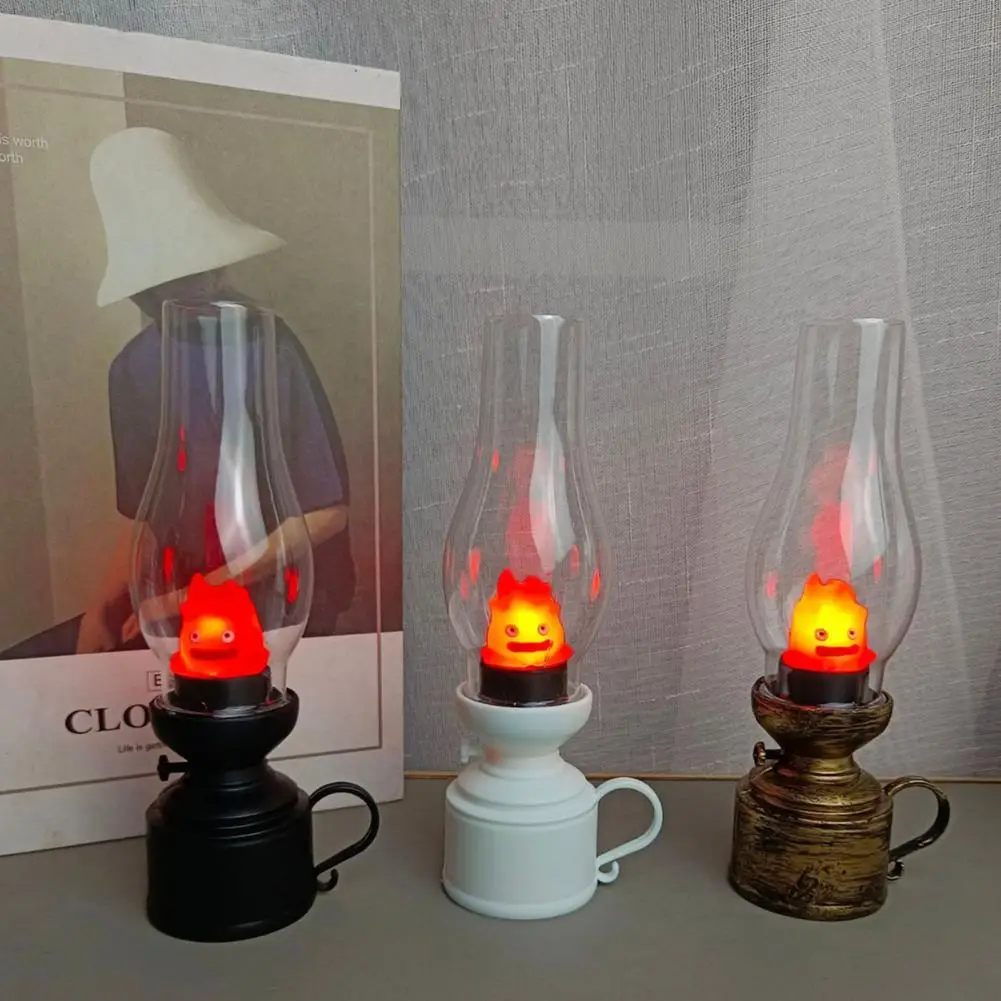 Calcifer luz nocturna fantasma de Halloween escalofriante para decoración de escritorio, lámpara de mesita de noche de brillo suave ambiental para suministros de fiesta