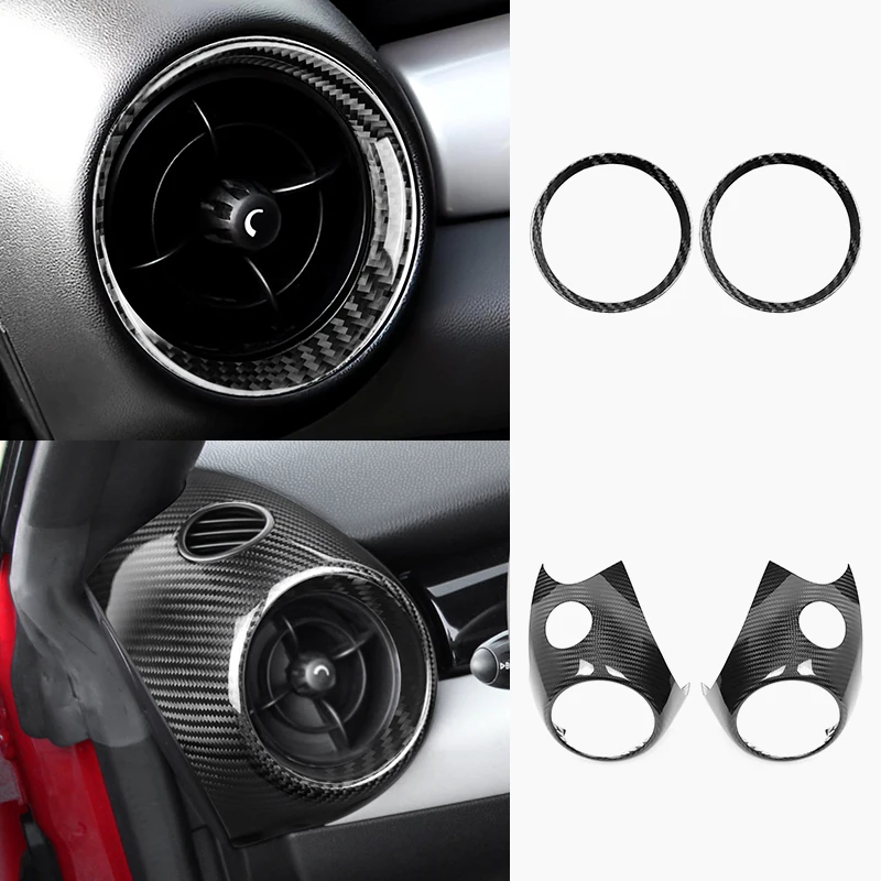 Shasha Carbon Fiber Air conditioning vent ring decorative frame Interior Accessories Decoration Cover For MINI R55 R56 R57 R58