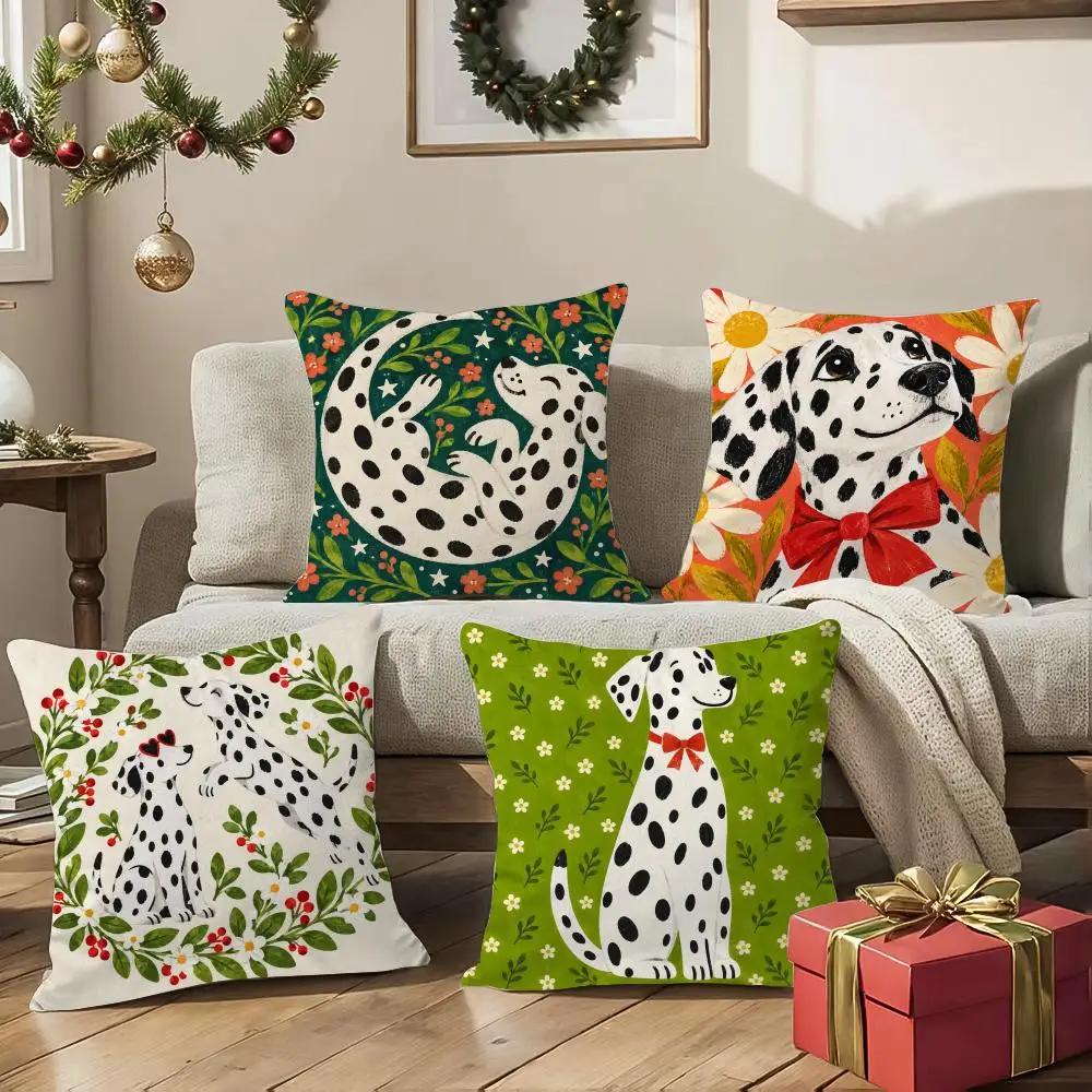 Dalmatian Chic Cute Cushion Cover 1/4Pcs Soft Plush Throw Pillow Cover Double-Sided Print Sofa Living Room Decor