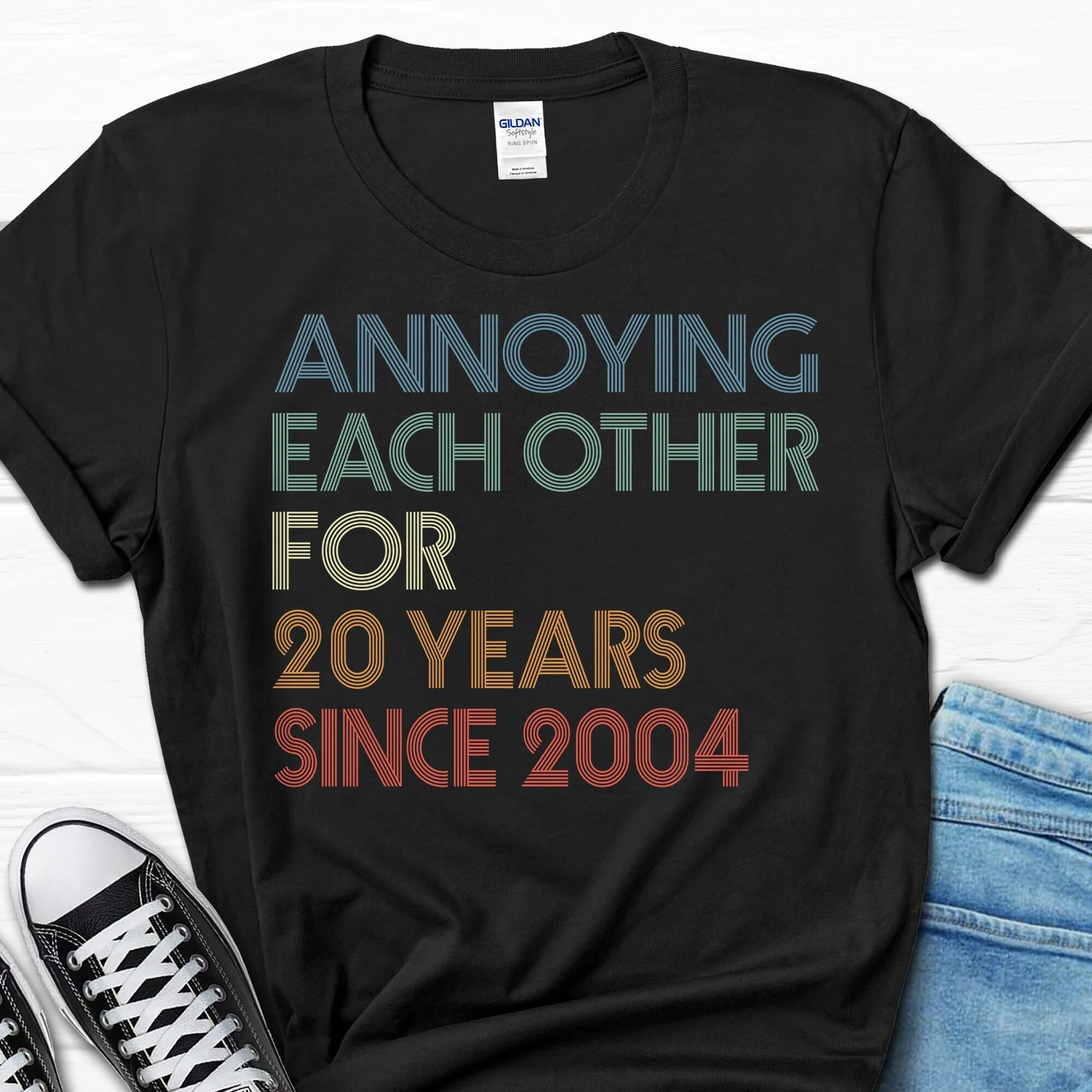 

20th Wedding Anniversary T Shirt Annoying Each Other Since 2004 Funny 20 Year Married for Him and Her