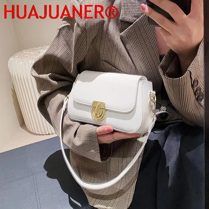 Vintage PU Leather Shoulder Bags for Women 2023 Fashion The Latest Lock Handbags Small Simple Travel Crossbody Bag underarm bag