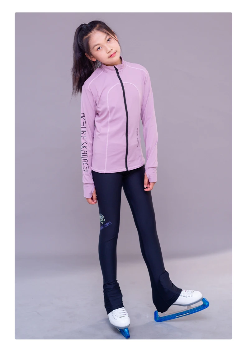 Vêtements de patinage artistique à séchage rapide, haute élasticité, imperméable, respirant, rose et noir trempé, printemps et été