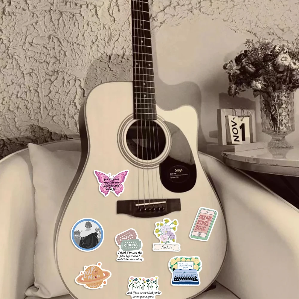 Autocollants du chanteur Taylor Alison Swift, stickers du folklore, pour ordinateur portable, bagage, planche à roulettes, réfrigérateur, graffiti, décalcomanie, jouets, 52 pièces