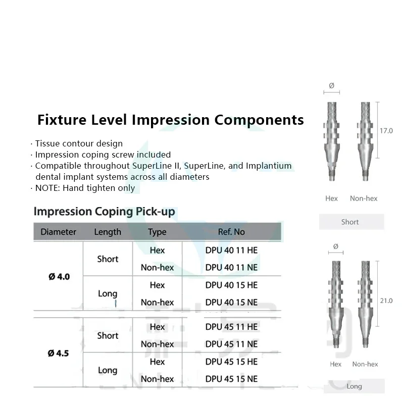 Dental Prostatic Components Compatible with Dentium Window Transfer Rod Dental Implants Titanium Columns Dental Accessories