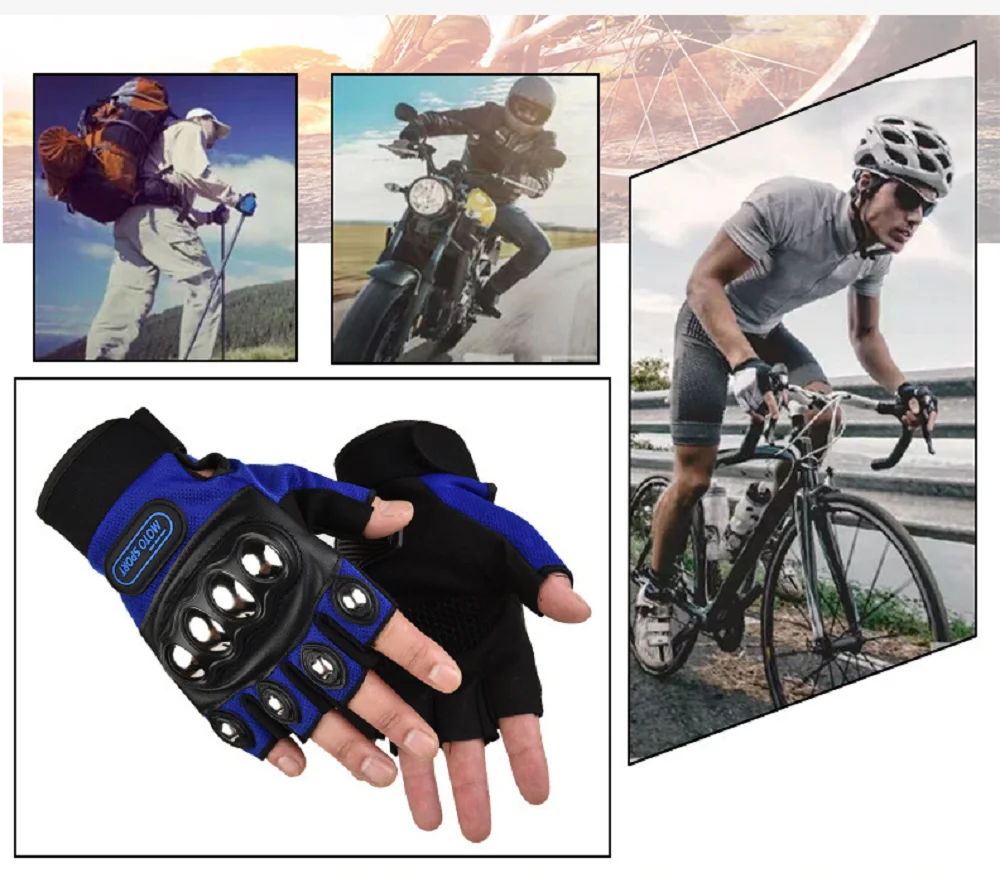 Summer Breathable Half Finger Motorcycle Gloves Non-slip Motorcyclist Gloves ATV MTB Cycling Gloves Anti-fall Moto Biker Gloves