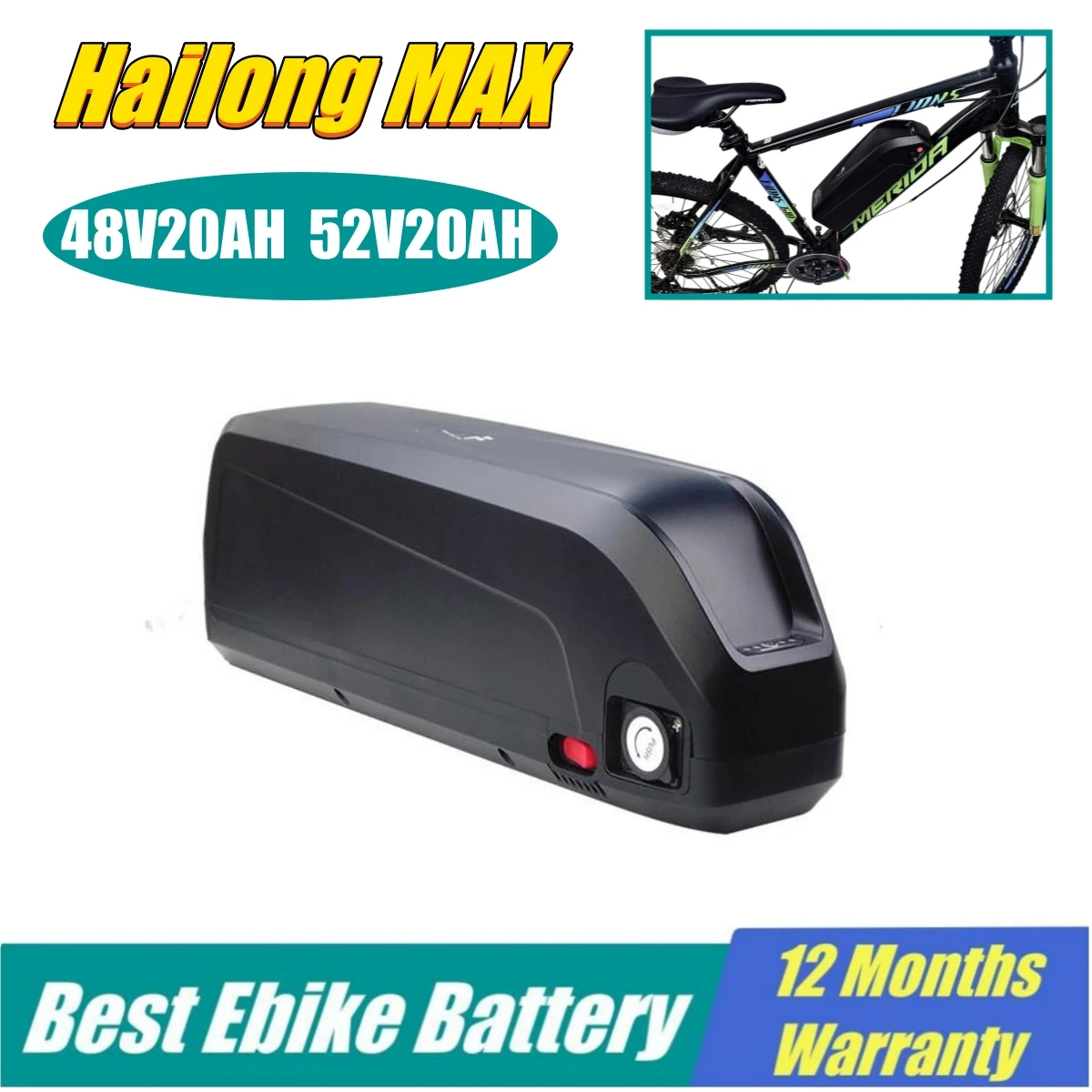 Original Panasonic Cells Ebike Battery Lithium Ion 52V 48V 21Ah Electric Bicycle Battery Hailong Max Built in 30A BMS 500W-1500W