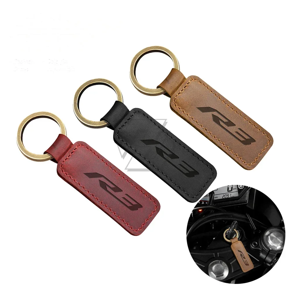 For Yamaha YZF-R3 R3 Models Motorcycle Keychain Cowhide Key Ring